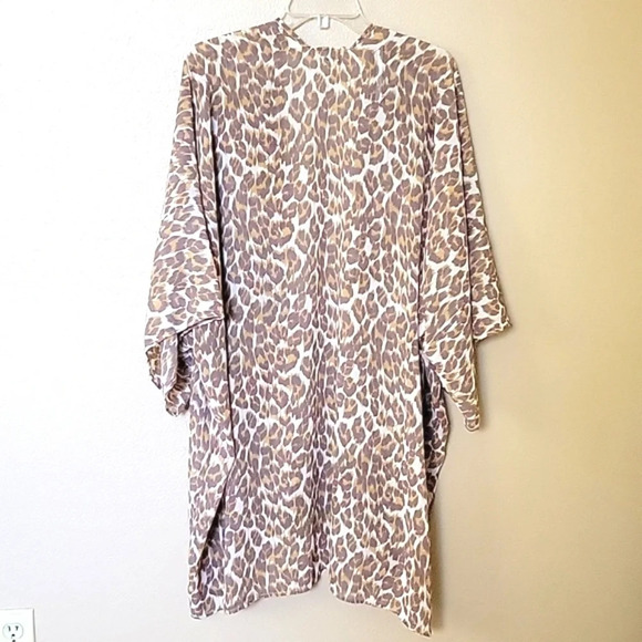 Aerie Brown Leopard Print Chiffon Cape Coverup Beach Vacation Summer - Picture 4 of 6